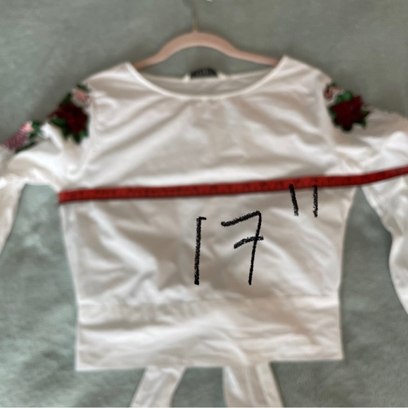 Zara White Embroidered top size S long sleeve - Picture 10 of 12